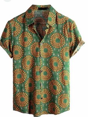 Men's Short-Sleeve Button-Down Shirt and Shorts Matching Set